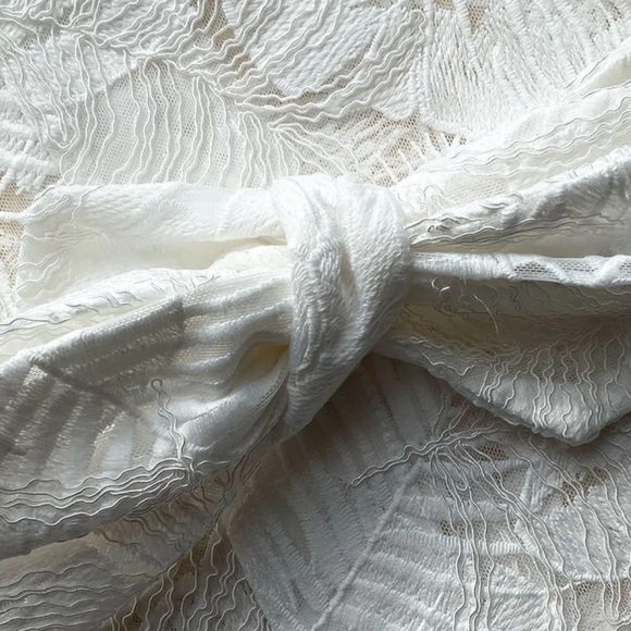 Self Portrait - White Tropical Leaf Embroidered Kaftan / Robe - Picture 8 of 9